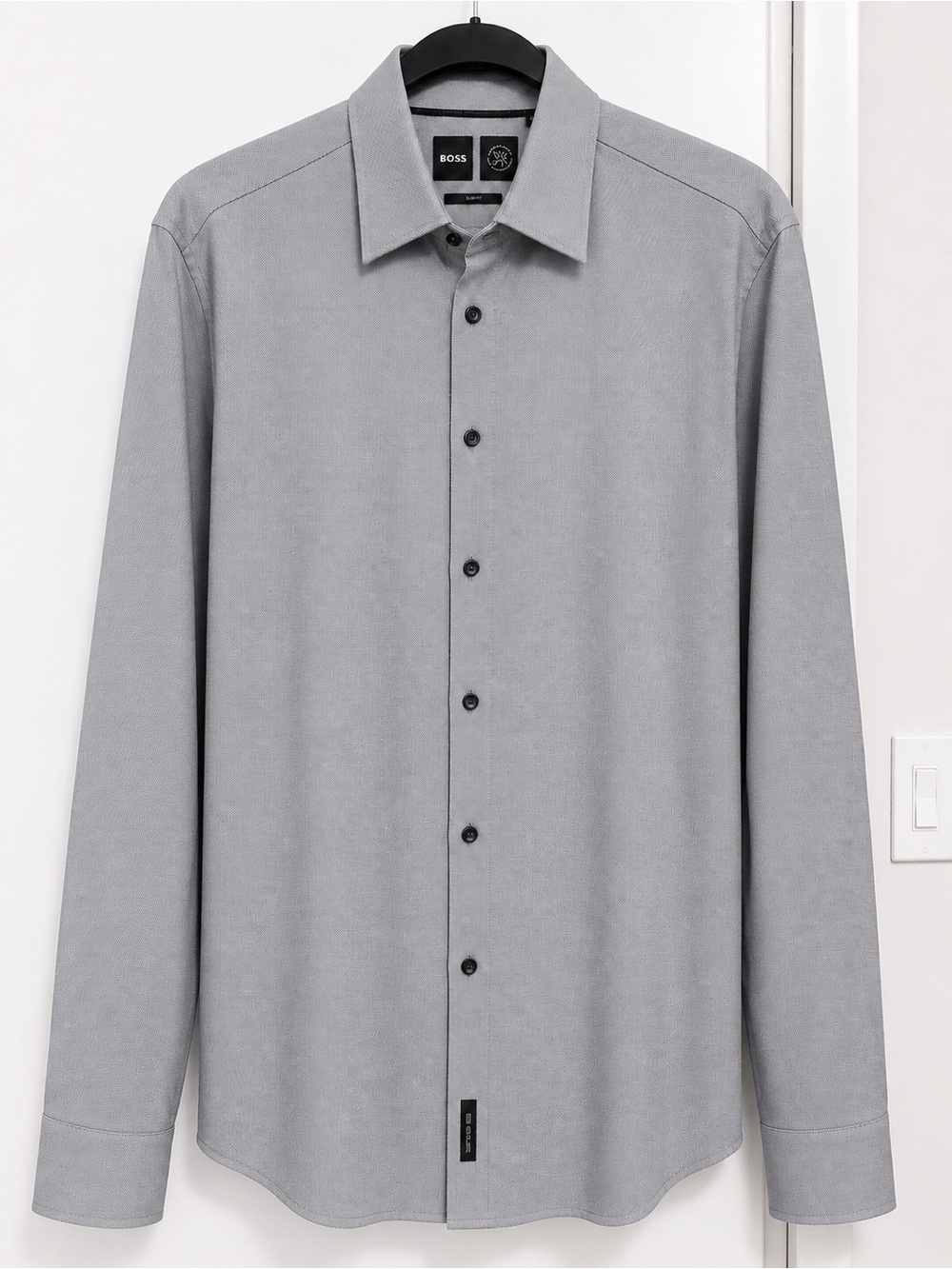 BOSS Hugo Boss Men’s Gray Slim Fit Button Down Dress Shirt